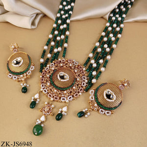 ROYAL GOLD TONE EMERALD PENDANT SET