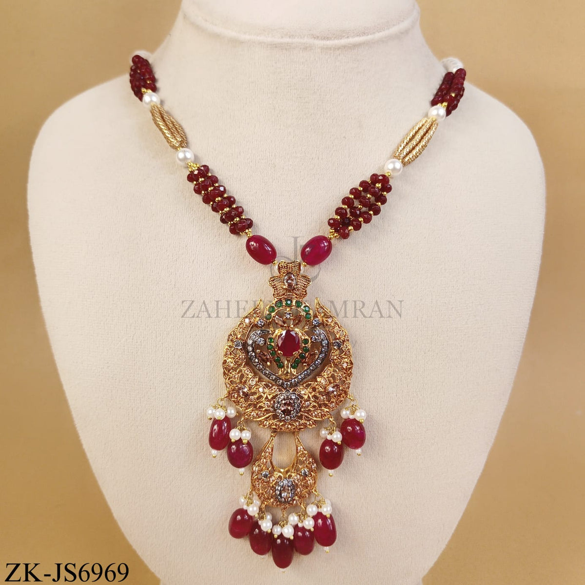 GOLD TONE EMERALD RUBY DROPS SET