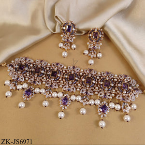GOLD TONE AMETHYST TEARDROP PEARLS TASSEL SET