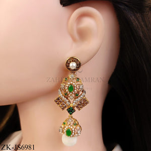 LUXURY GOLDEN TRIPLE STRAND EMERALD MALA SET