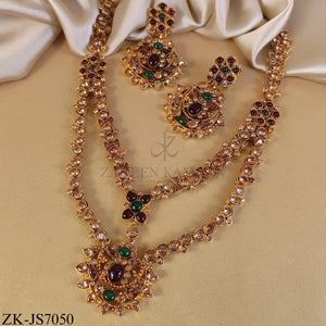 GOLDEN DUAL MALA RUBY EMERALD SET