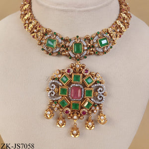 GOLDEN WIDE EMERALD PINK ZIRCONIA SET