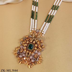 GOLD TONE EMERALD INTRICATE MALA