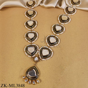 GOLD TONE SHEESH MALA WITH SAPPHIRE EDGES