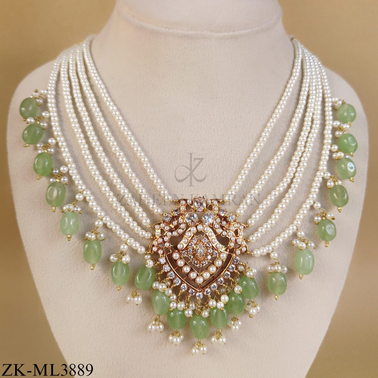 PERIDOT PEARLS MALA