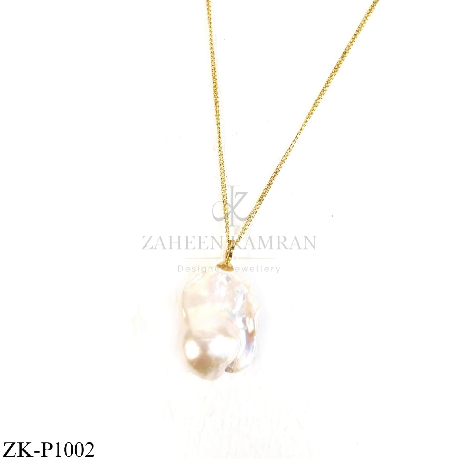 GOLD TONE LARGE BAROQUE PEARL PENDANT