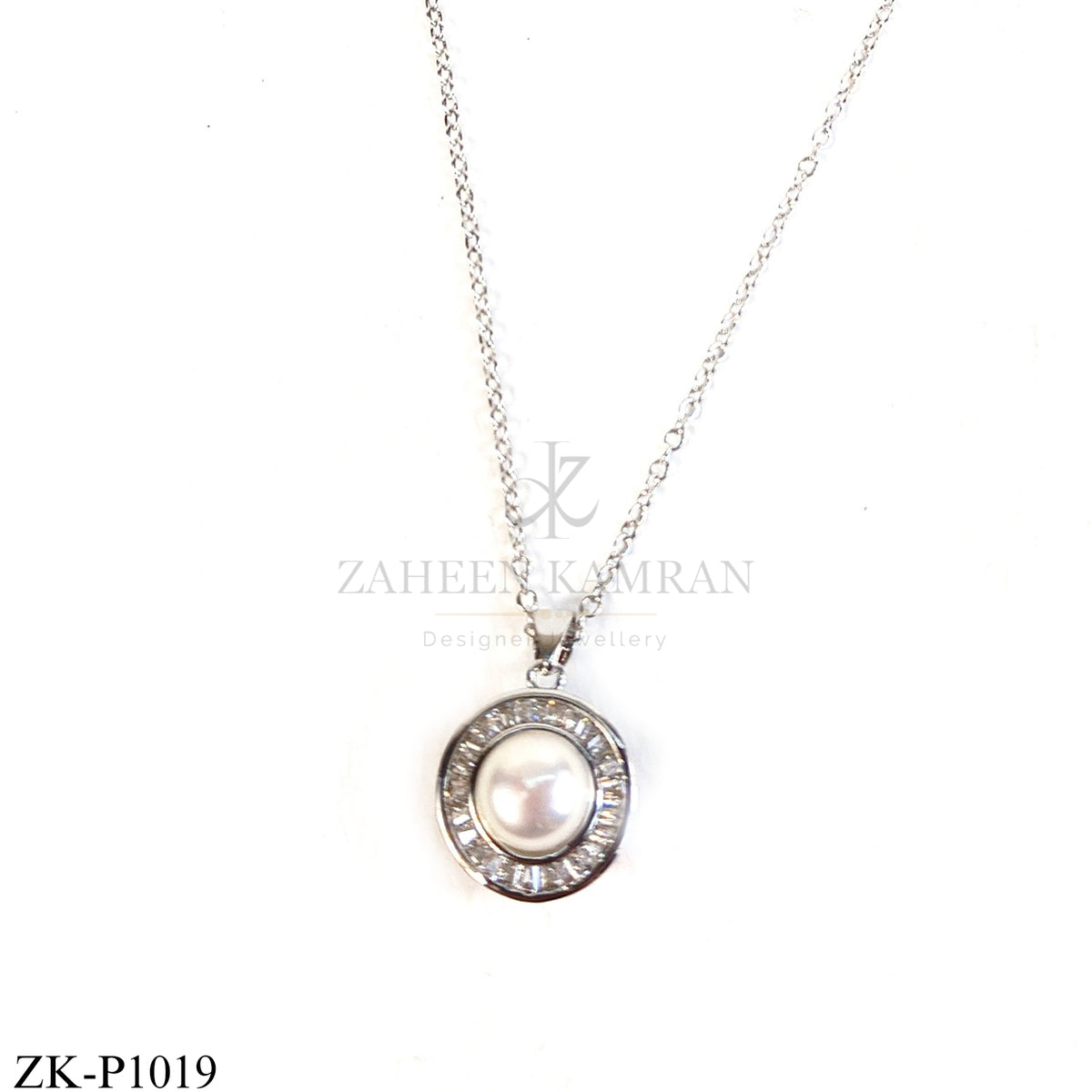 Silver pendant with white pearl centre - Zaheen Kamran
