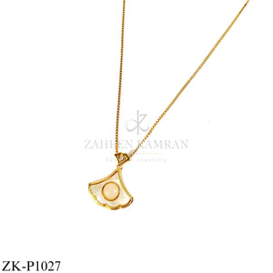 GOLD TONE CREAM FAN PENDANT