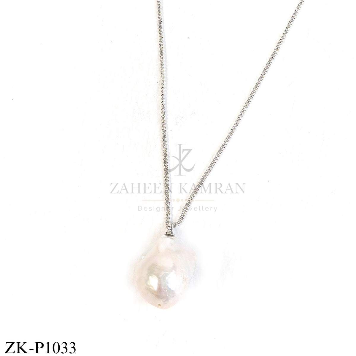 Silver pendant with large baroque pearl - Zaheen Kamran