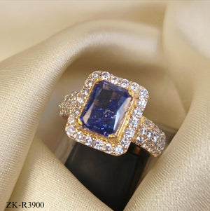 BOLD BLUE SQUARE CENTER WITH ZIRCONIAN RING