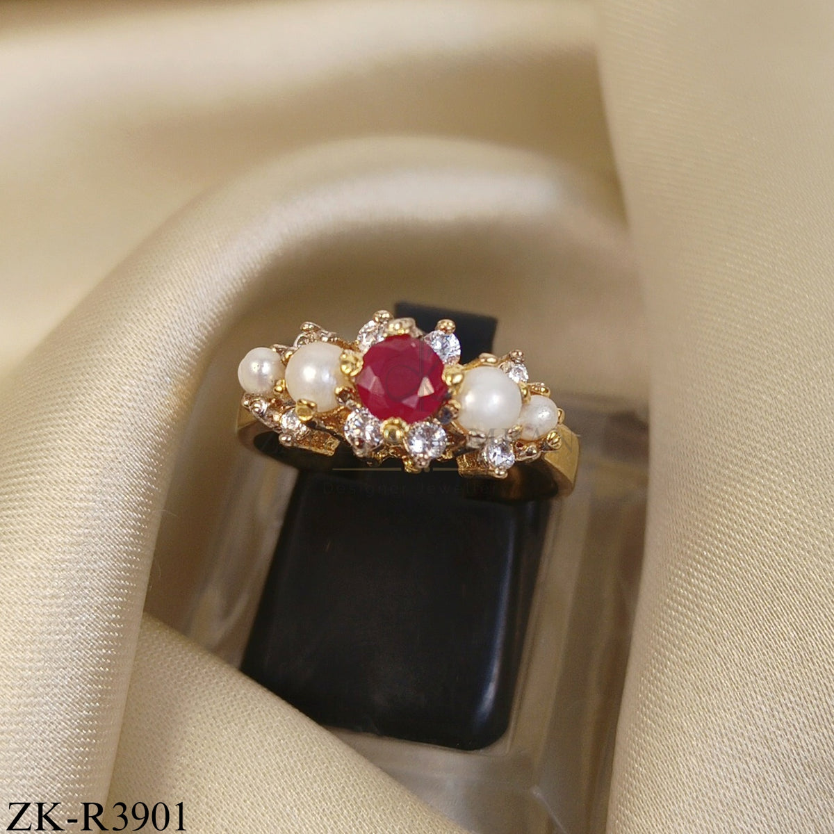 RUBY WITH PEARLS ACCENTS RING