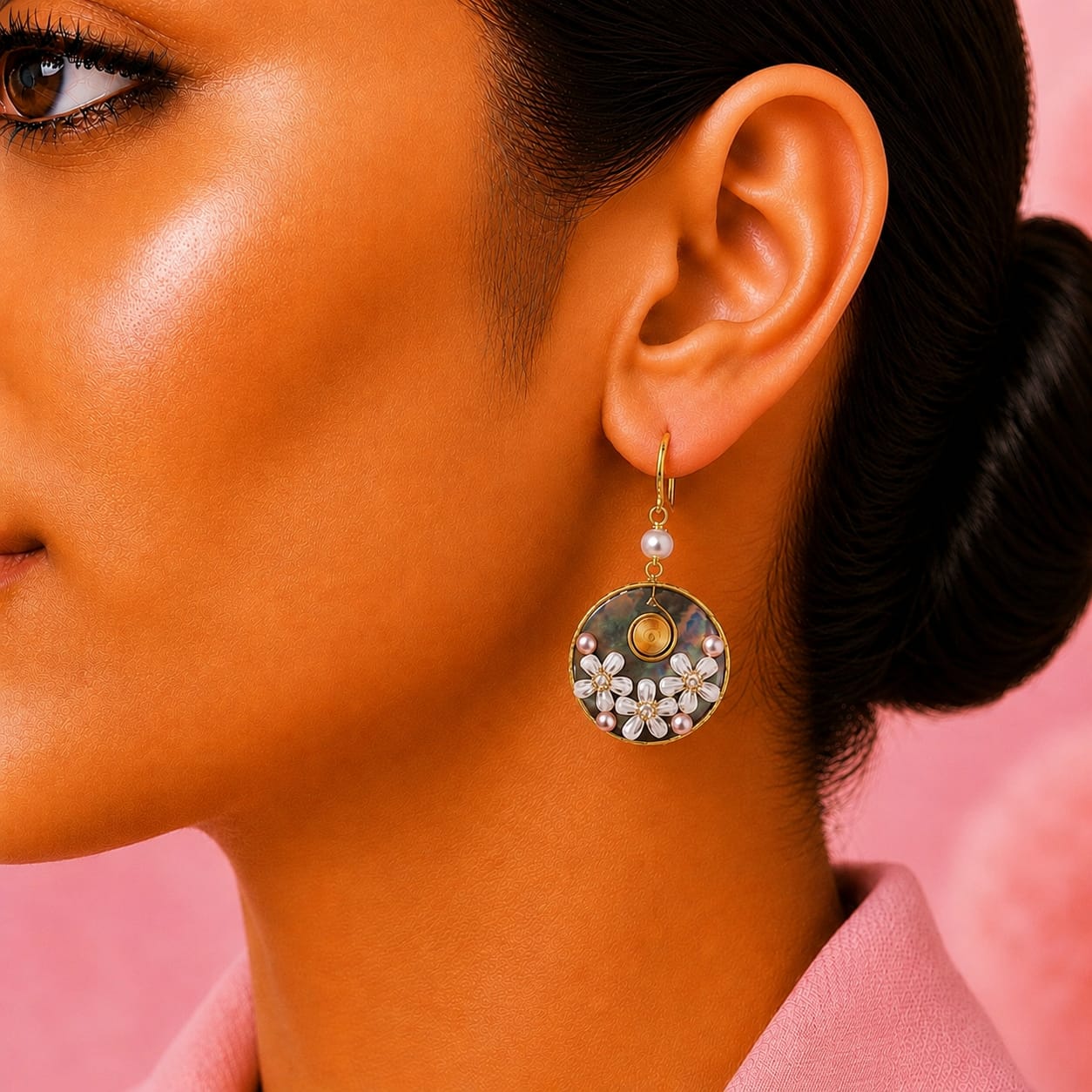 Shell Flower Spiral Earrings