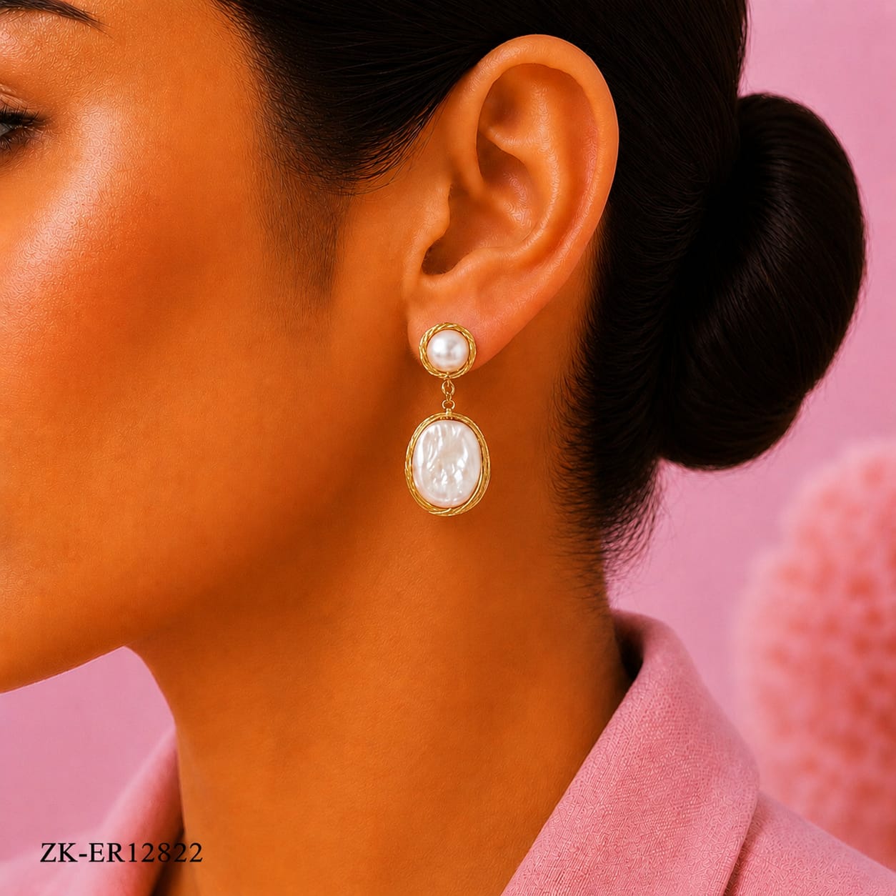 Double Pearl Wire Earrings