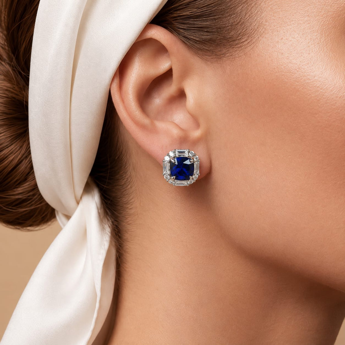SAPPHIRE SQUARE EARRINGS