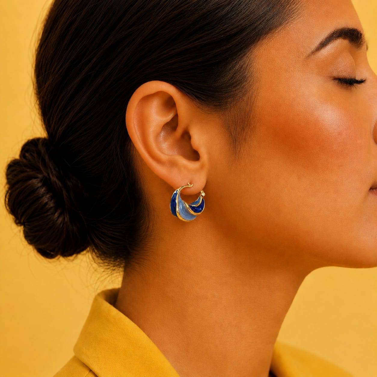 WAVY BLUE ENAMEL EARRINGS