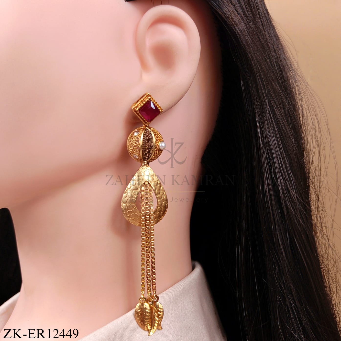 RUBY LEAF EARRINGS