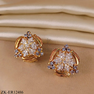 GOLDEN WHEEL CRYSTAL CLEAR EARRINGS