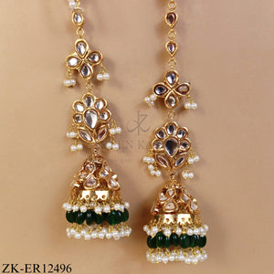 EMERALD KUNDAN TIERED DROP EARRINGS