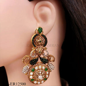 EMERALD KUNDAN CHANDELIER EARRINGS