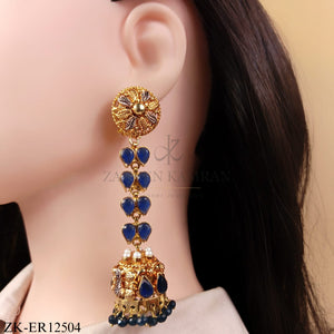GOLD DUAL LONG SAPPHIRE EARRINGS