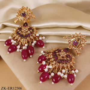 RUBY PEACOCK CHANDELIER EARRINGS