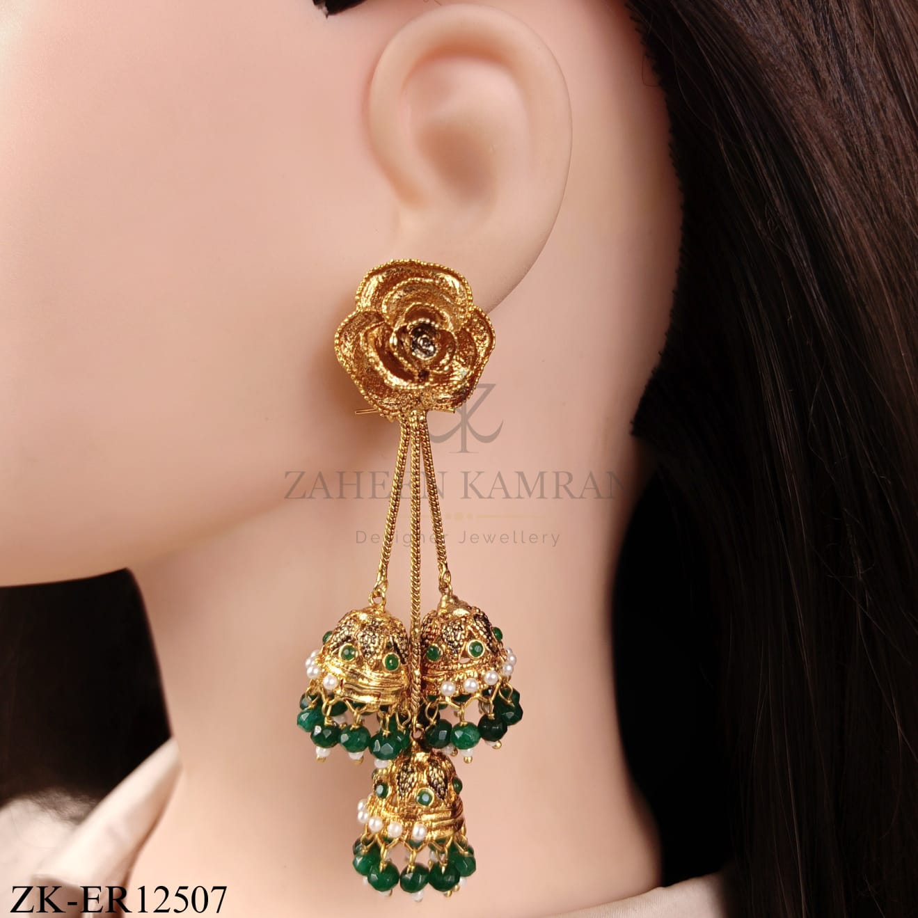 ROSE CASCADE TRIPLE BELL EARRINGS
