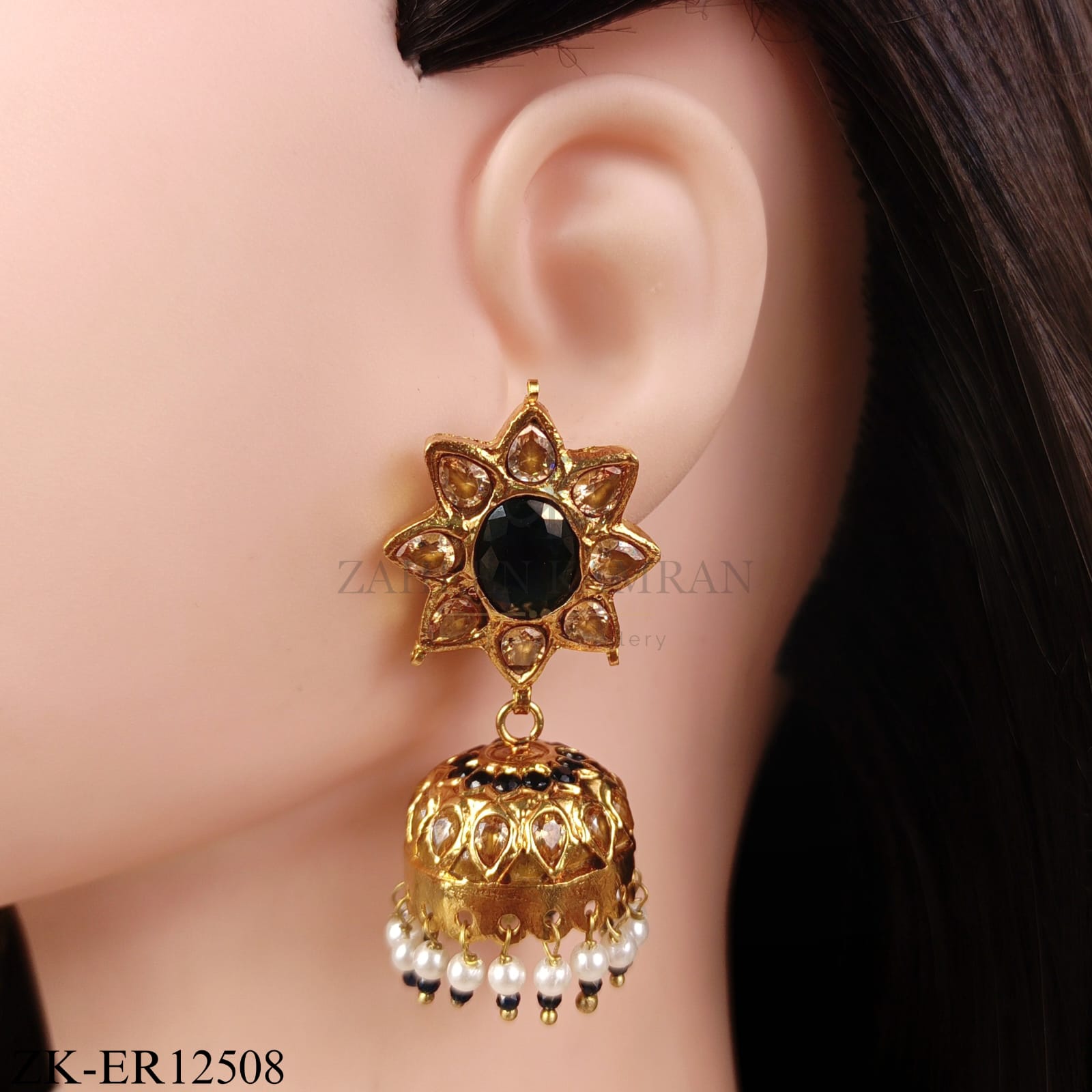 SUNFLOWER PEARL BELL EARRINGS