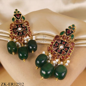 ENAMEL EMERALD DROP EARRINGS