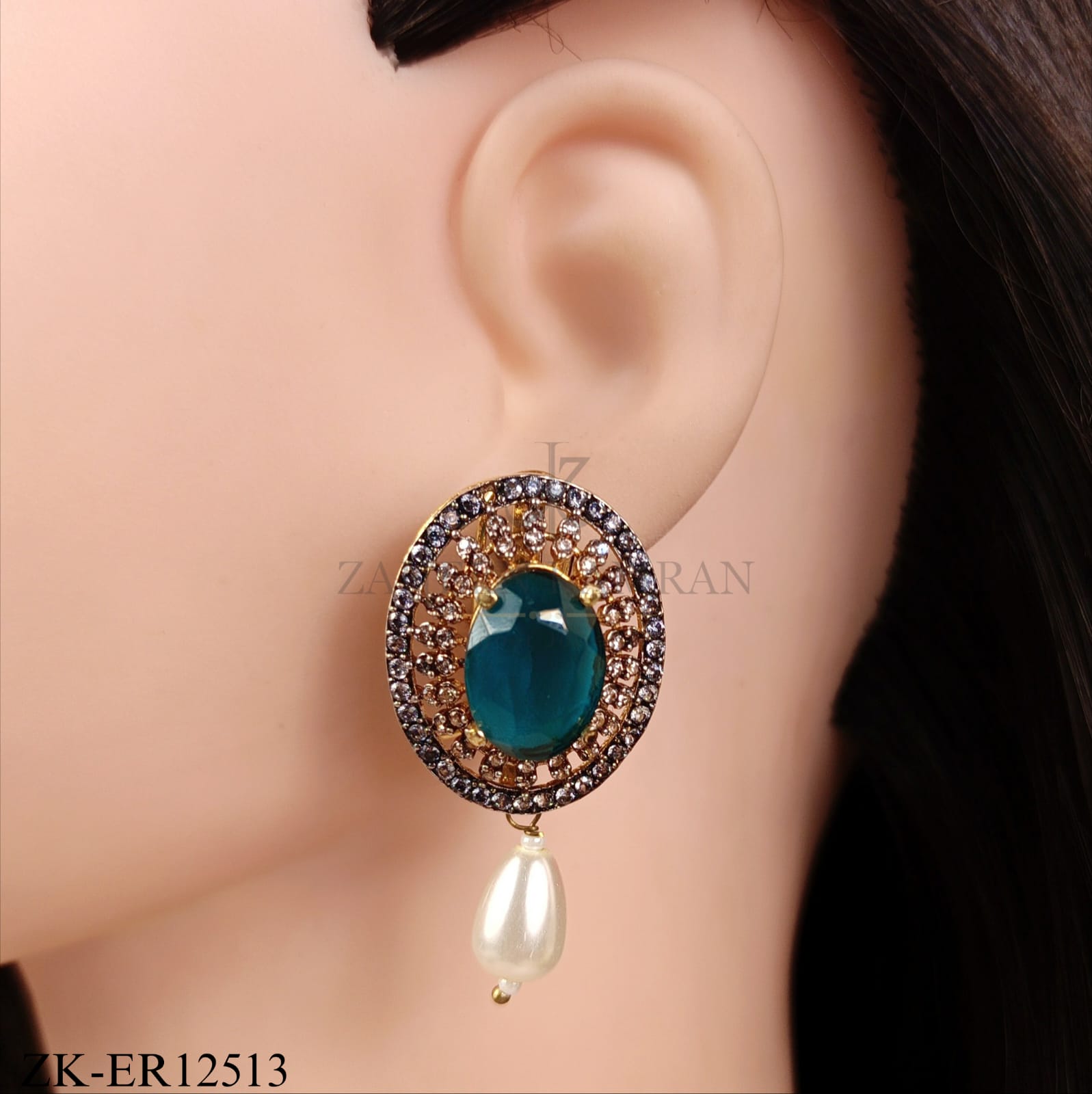 EMERALD HALO PEARL DROP EARRINGS