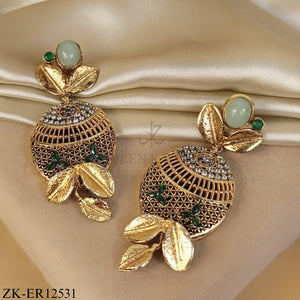 ANTIQUE LEAFLET MINT EARRINGS