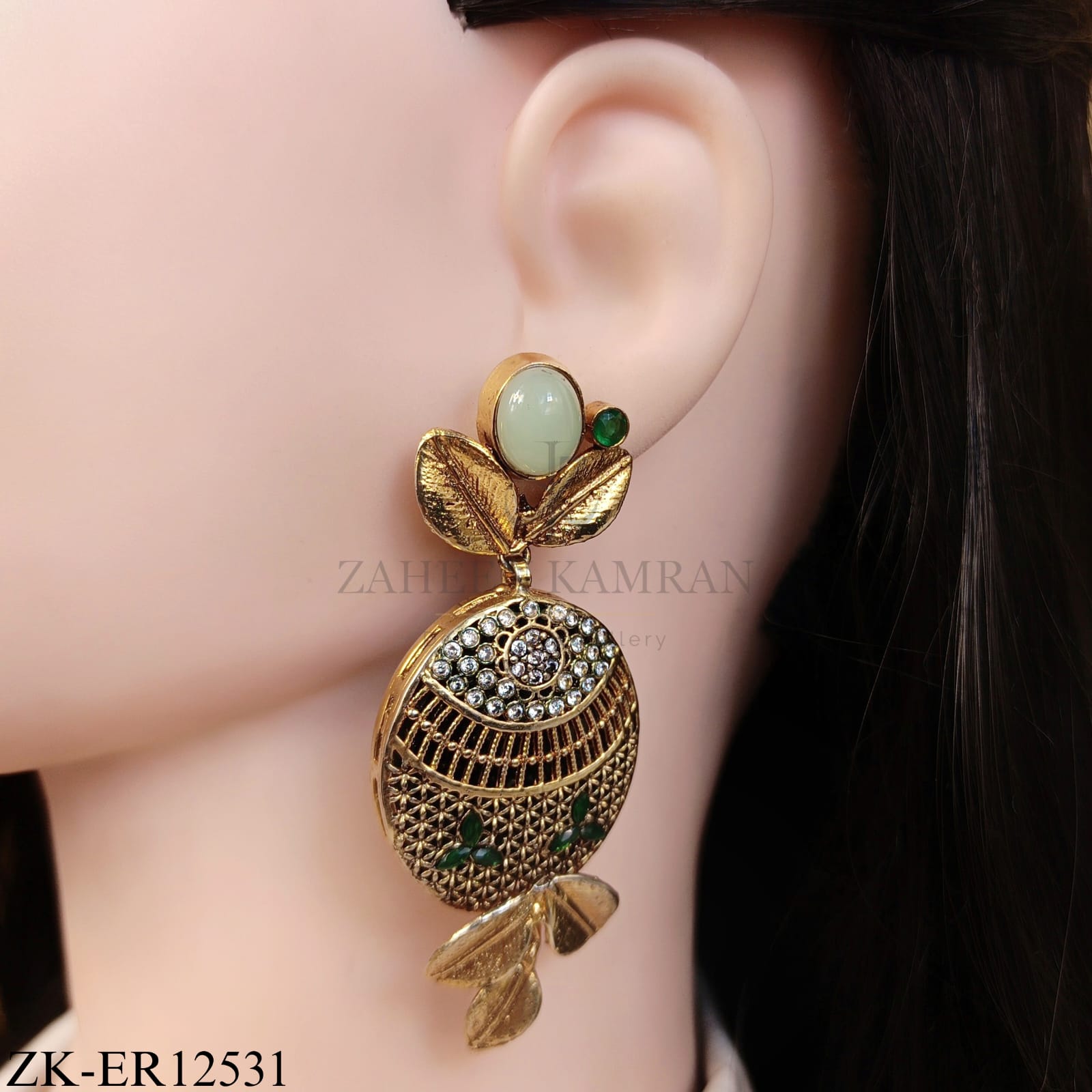 ANTIQUE LEAFLET MINT EARRINGS