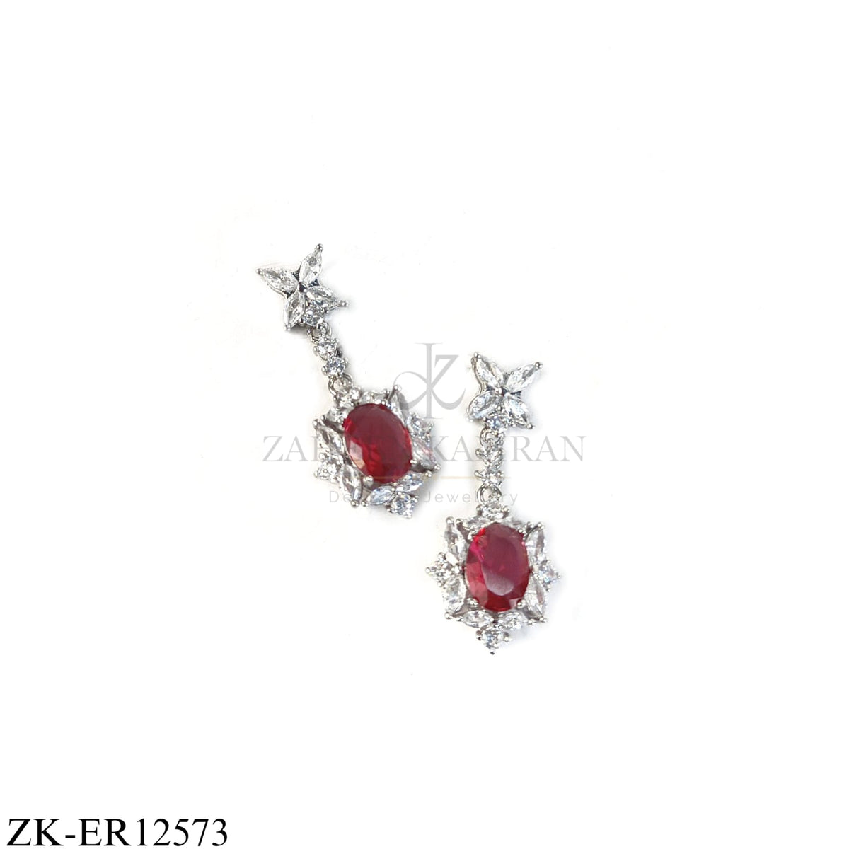 Ruby Star Drop Earrings
