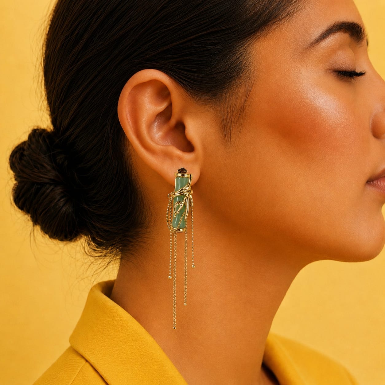 LEAFLET CHAIN DROP EARRINGS