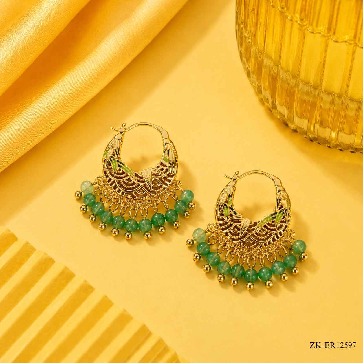 EMERALD TASSEL EARRINGS