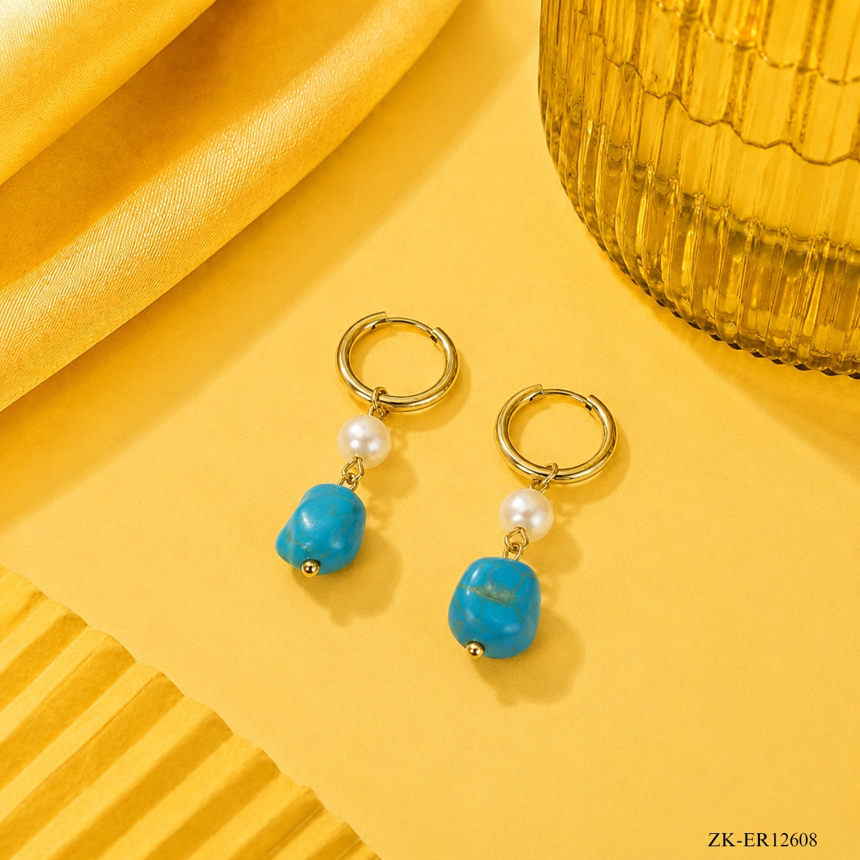 GOLD TONE HOOPS DROP EARRINGS