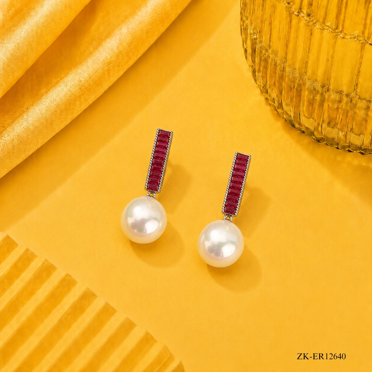 SLEEK PINK ZIRCONIA WITH PEARL DROP EARRINGS