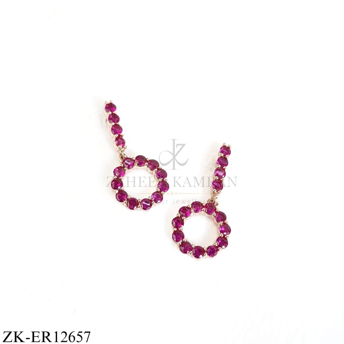 PINK ZIRCONIA CIRCLE DROP EARRINGS