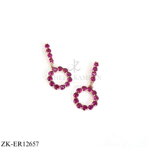PINK ZIRCONIA CIRCLE DROP EARRINGS