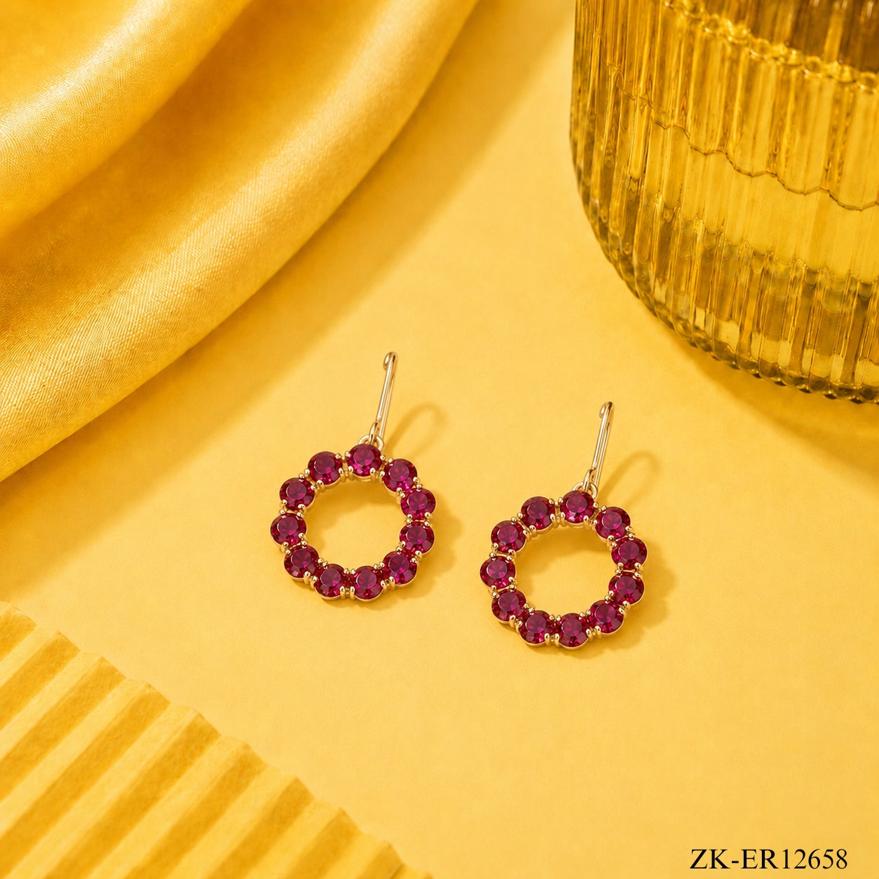CIRCULAR PINK CLUSTER EARRINGS