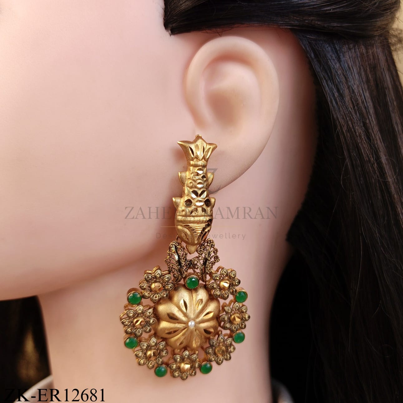 ANTIQUE FISH MOTIF EARRINGS WITH FISH STUD