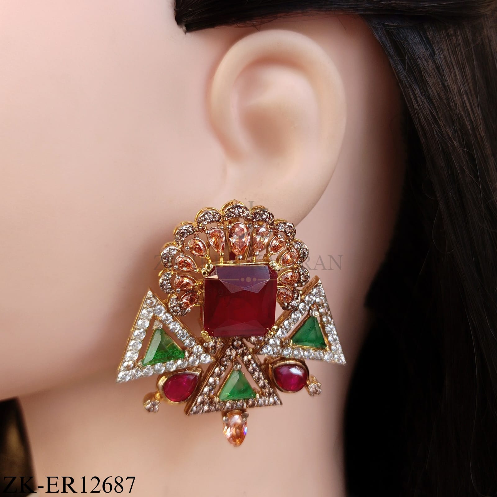 VIBRANT GEOMETRIC RUBY EARRINGS