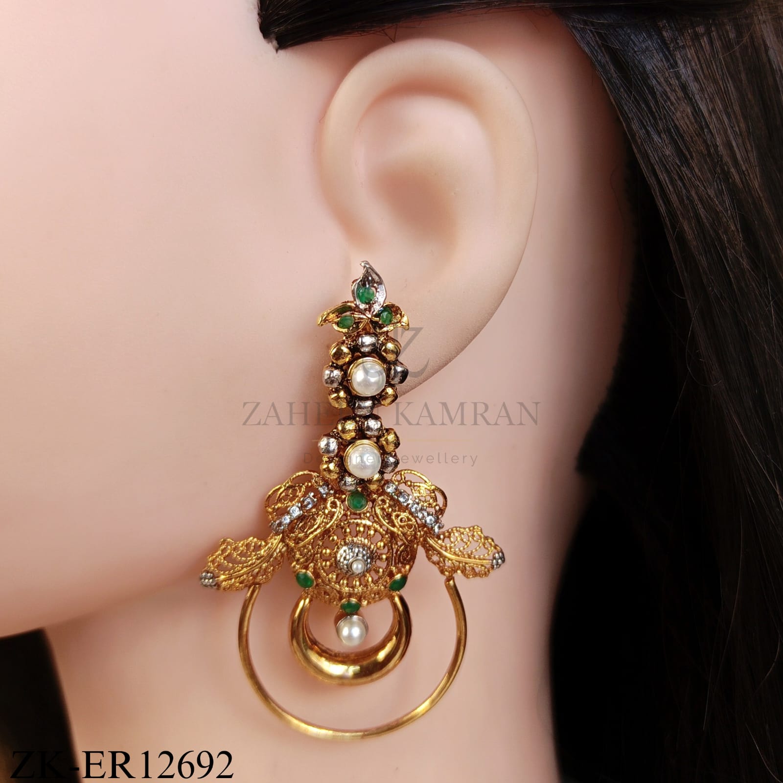 GOLDEN HOOP EMERALD EARRINGS