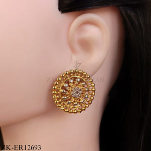 KUNDAN CHANDELIER EARRINGS WITH RUBY DROP