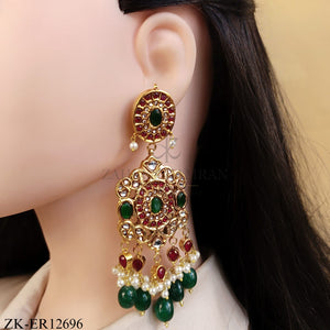 RUBY EMERALD FLORAL PATTERN EARRINGS