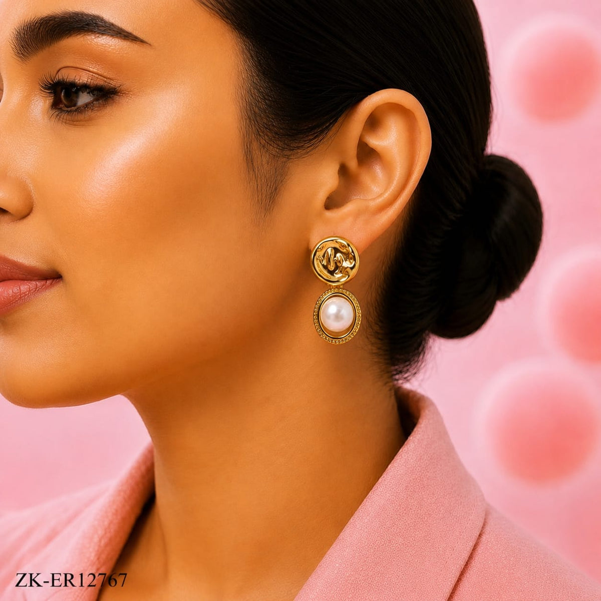 Textured Pearl Drop Earrings