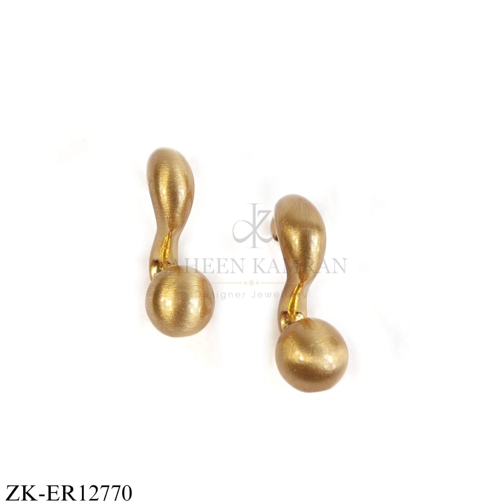 Vintage gold angel stud earrings worn - Zaheen Kamran Zamaré Collection