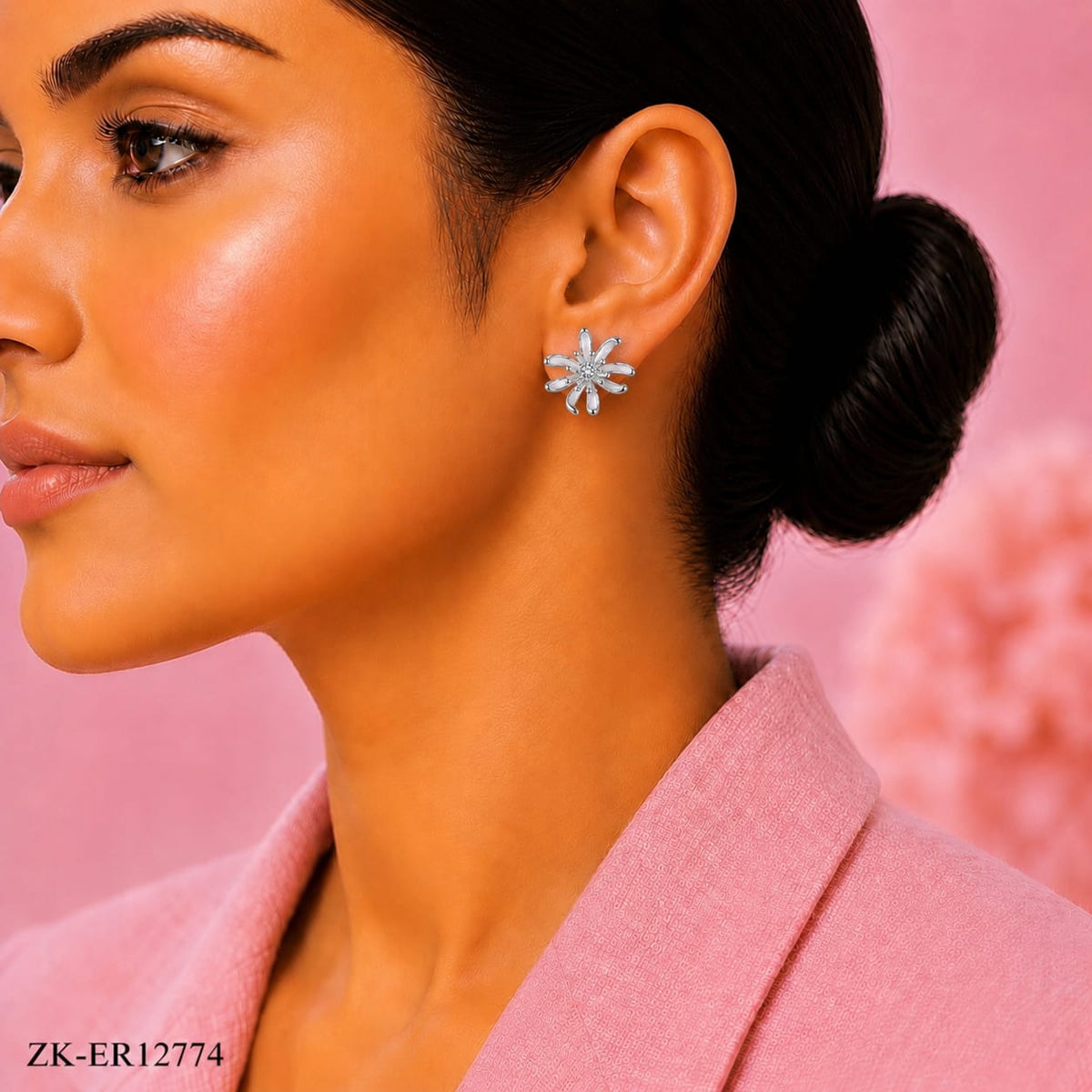 Silver Flower Studs