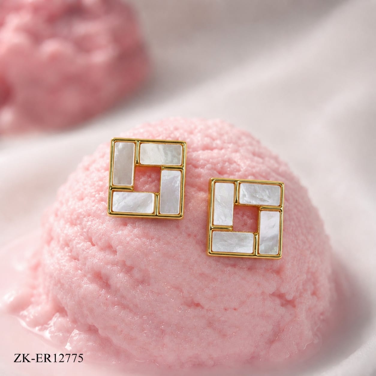 SQUARE WHITE INLAY EARRINGS