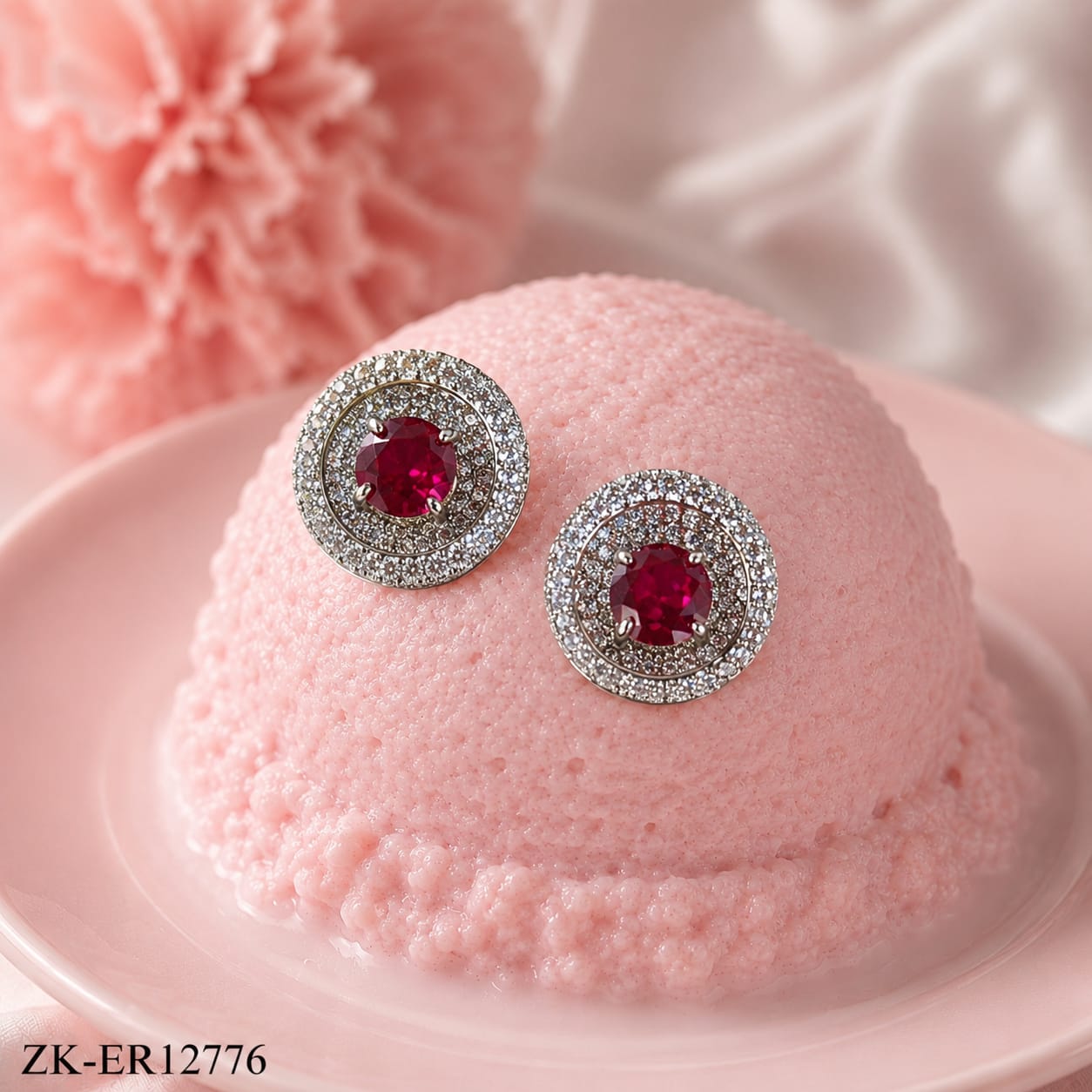 Ruby Double Halo Earrings