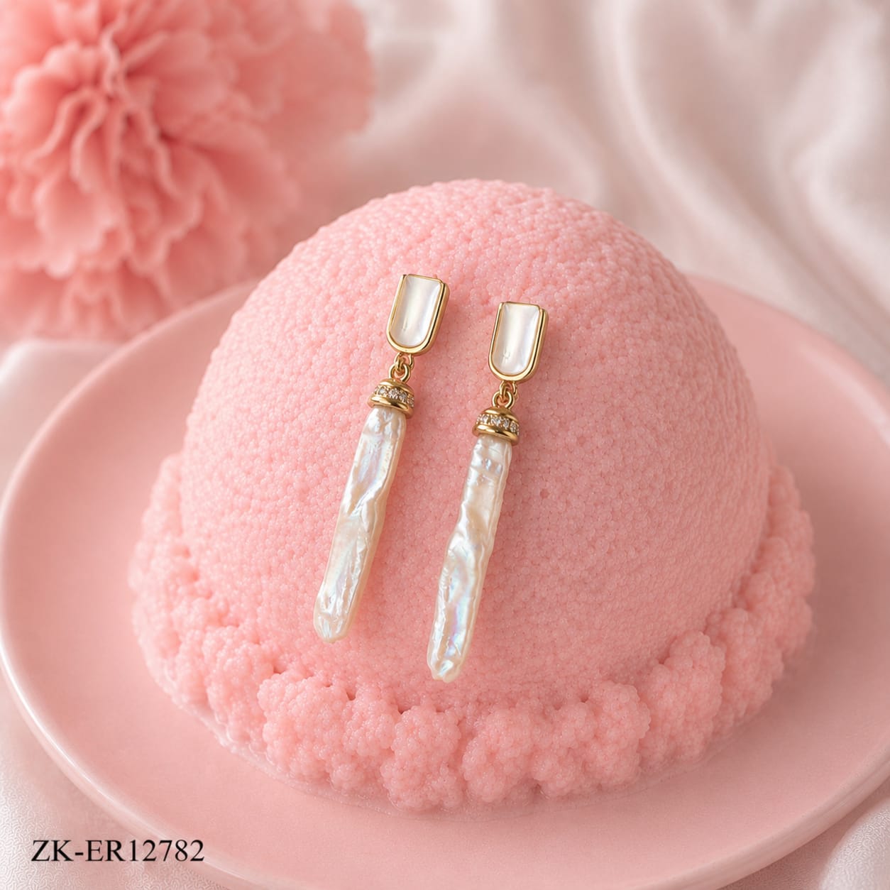 GOLD LONG WHITE BAR EARRINGS